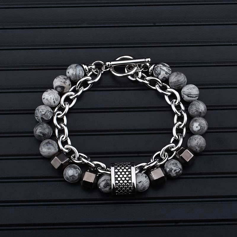 Titanium Steel Men's Gallstone Bracelet