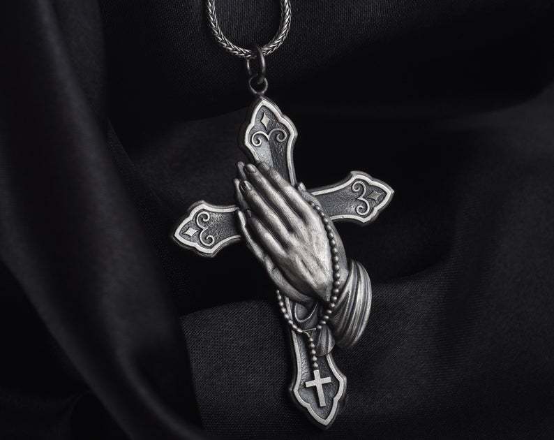 Vintage Metallic Cross Prayer Necklace
