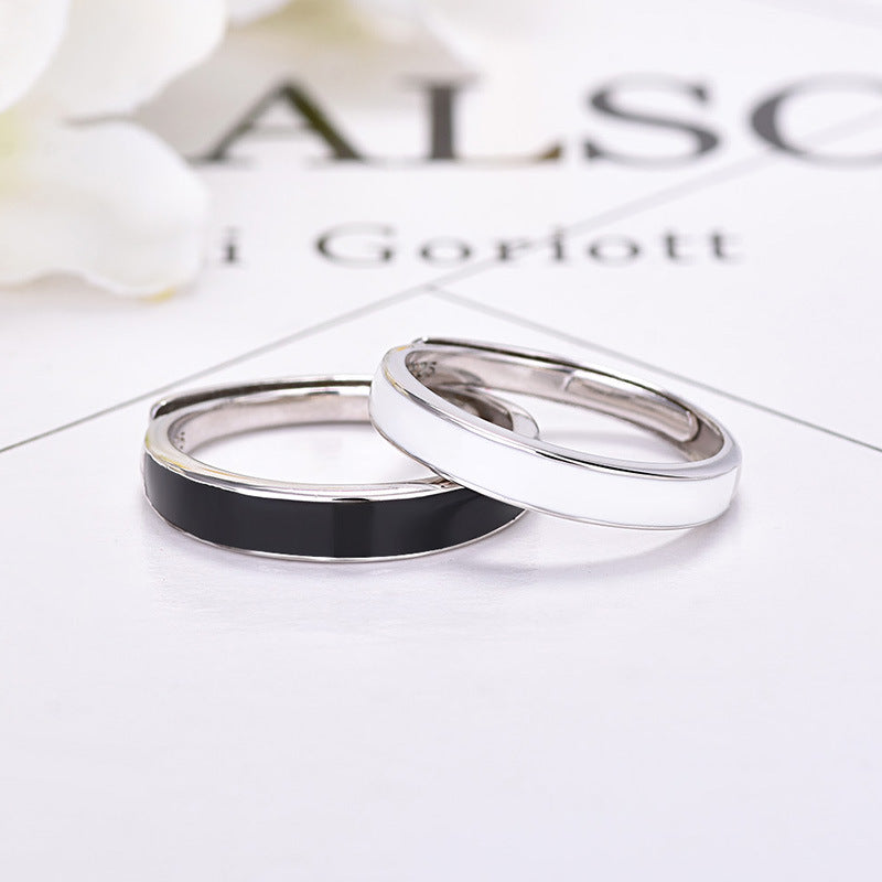 Men And Women Pair Ring Black And White Ring