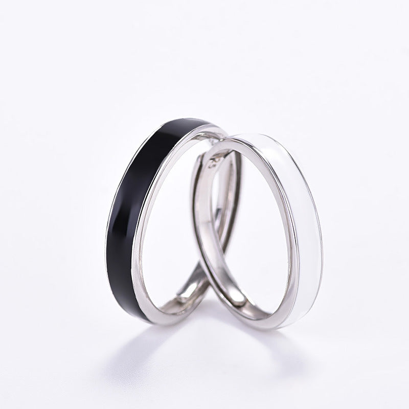 Men And Women Pair Ring Black And White Ring