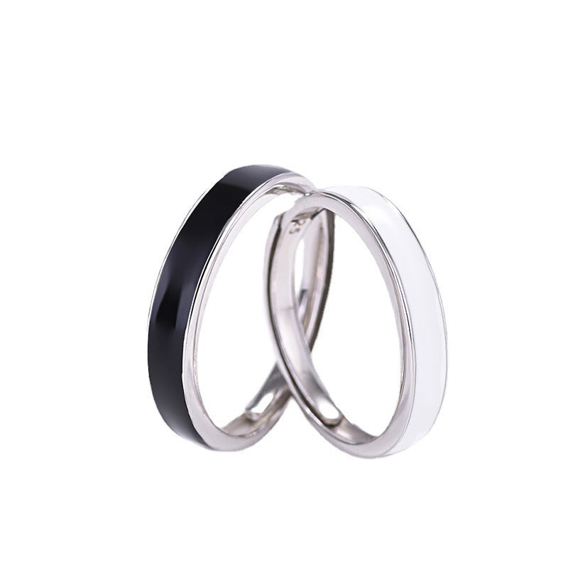 Men And Women Pair Ring Black And White Ring
