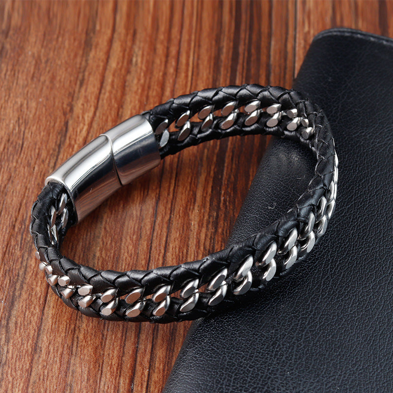 Travel Commemorative Men's Leather Bracelet