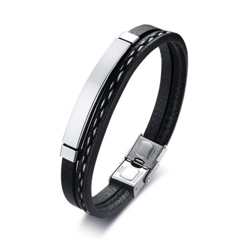 Men's Stainless Steel Cross Mesh Bracelet