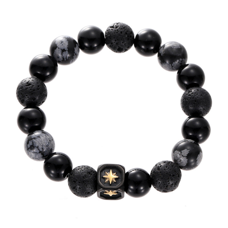 Obsidian Titanium Steel Shining Star Personalized Men's Bracelet