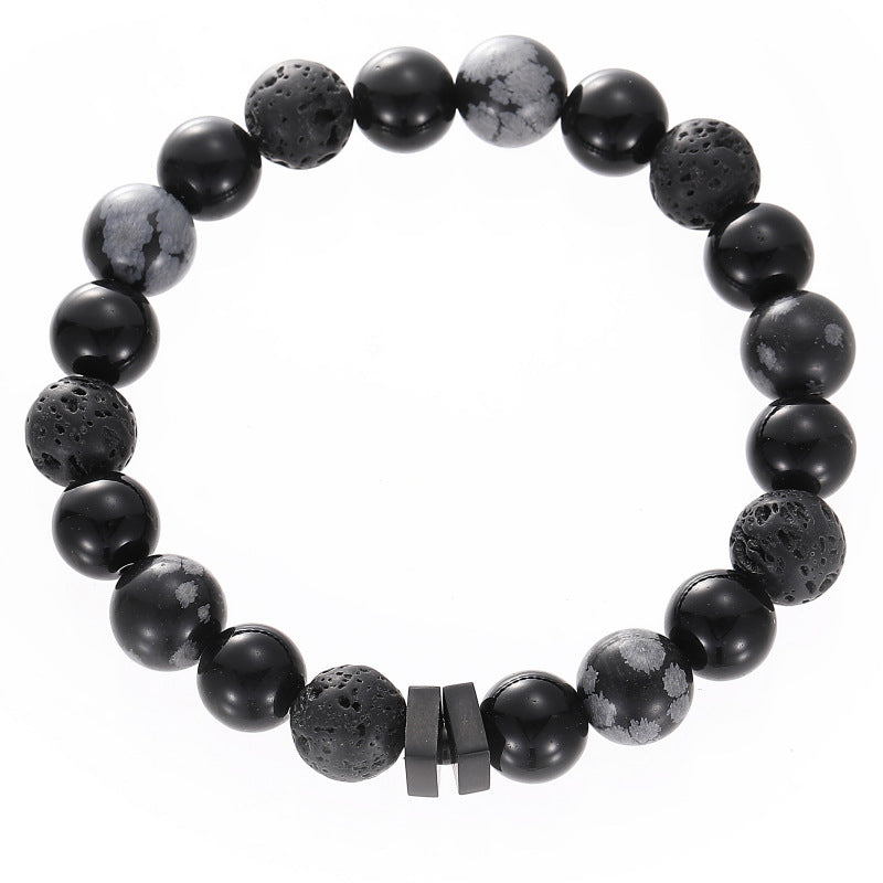 Obsidian Titanium Steel Shining Star Personalized Men's Bracelet
