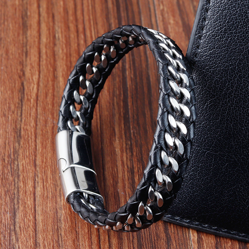 Travel Commemorative Men's Leather Bracelet