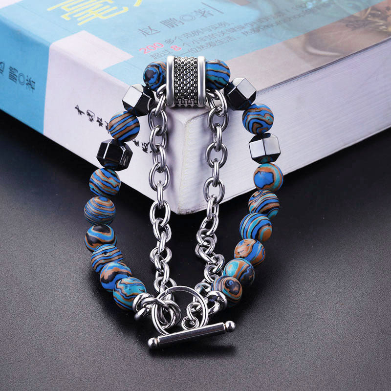 Men's Malachite Beaded Bracelet