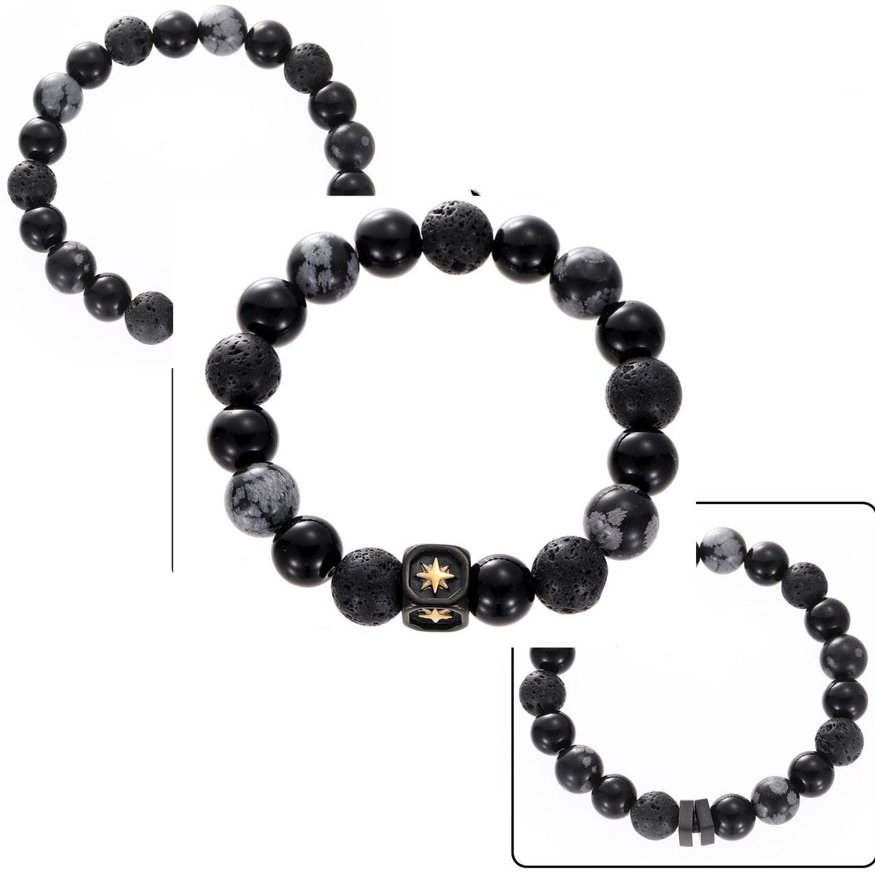 Obsidian Titanium Steel Shining Star Personalized Men's Bracelet