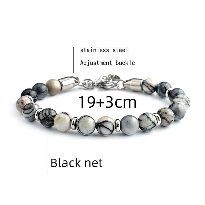 Men's Stainless Steel Adjustable Stone Bracelet Tiger Eye