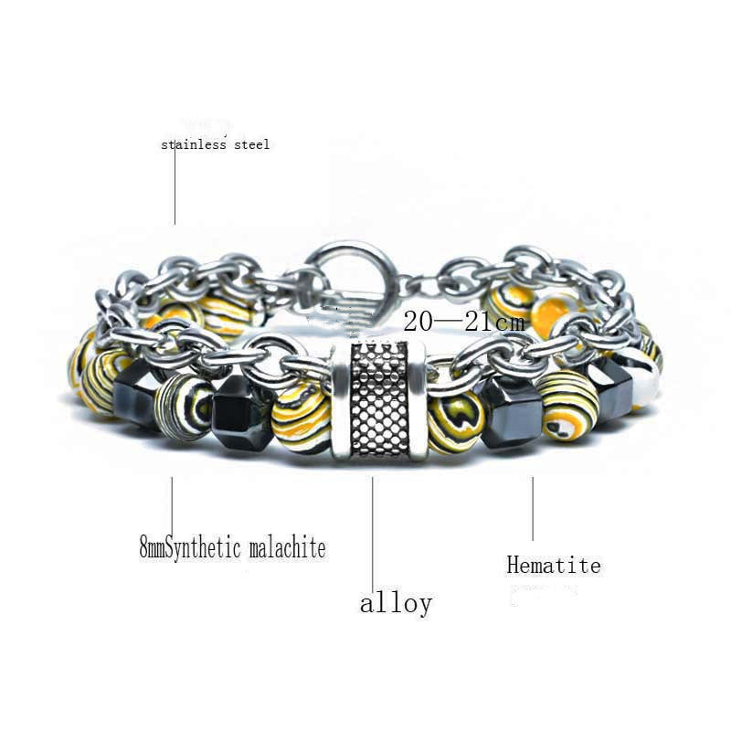 Men's Malachite Beaded Bracelet