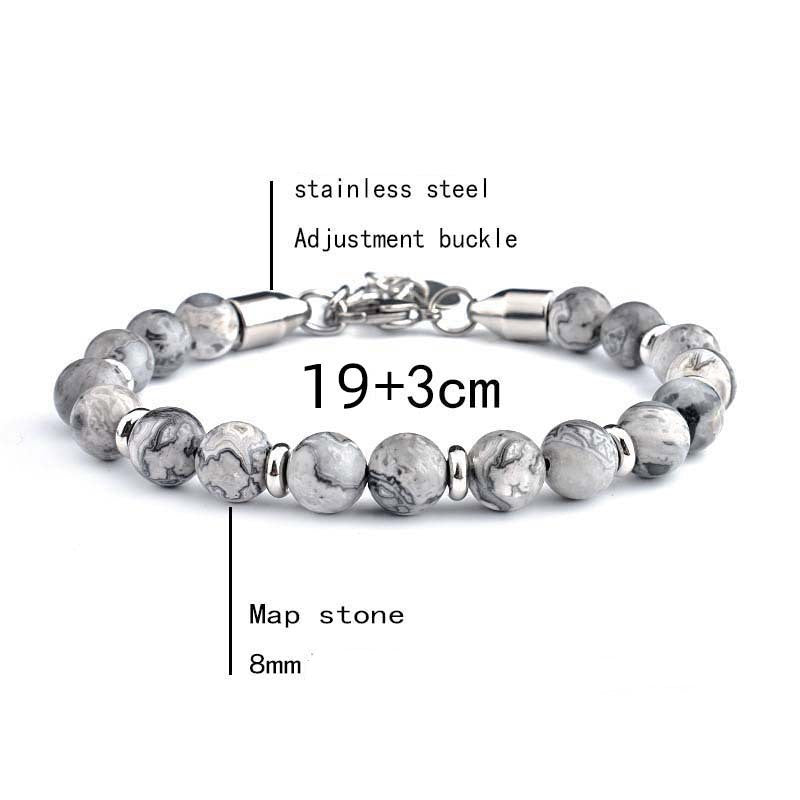 Men's Stainless Steel Adjustable Stone Bracelet Tiger Eye