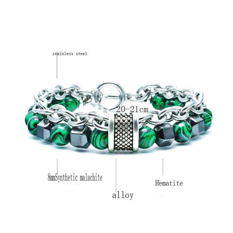 Men's Malachite Beaded Bracelet