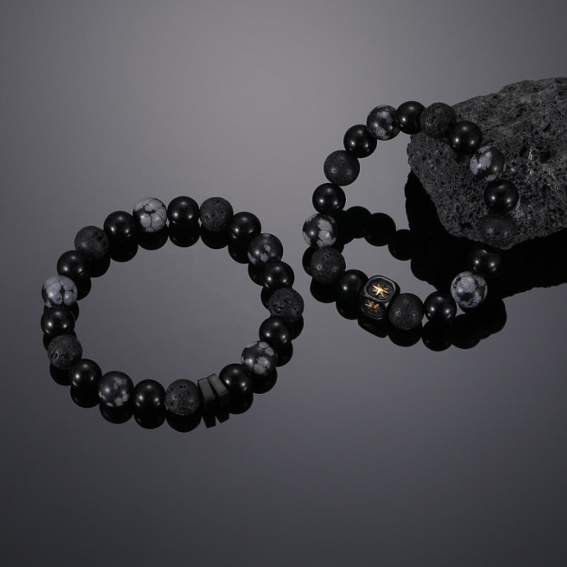 Obsidian Titanium Steel Shining Star Personalized Men's Bracelet