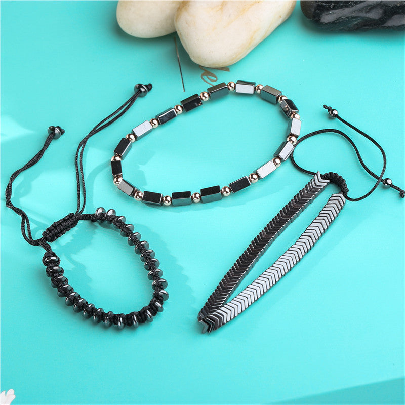 Men's Black Three-Piece Bracelet Set