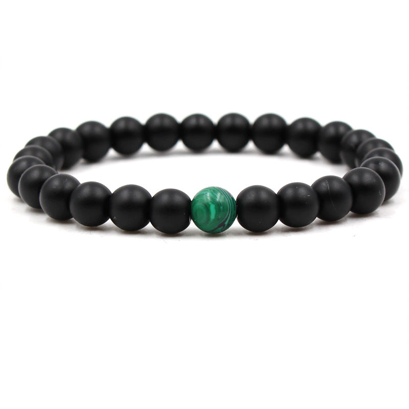 Men's Black and Green Malachite Bead Bracelets