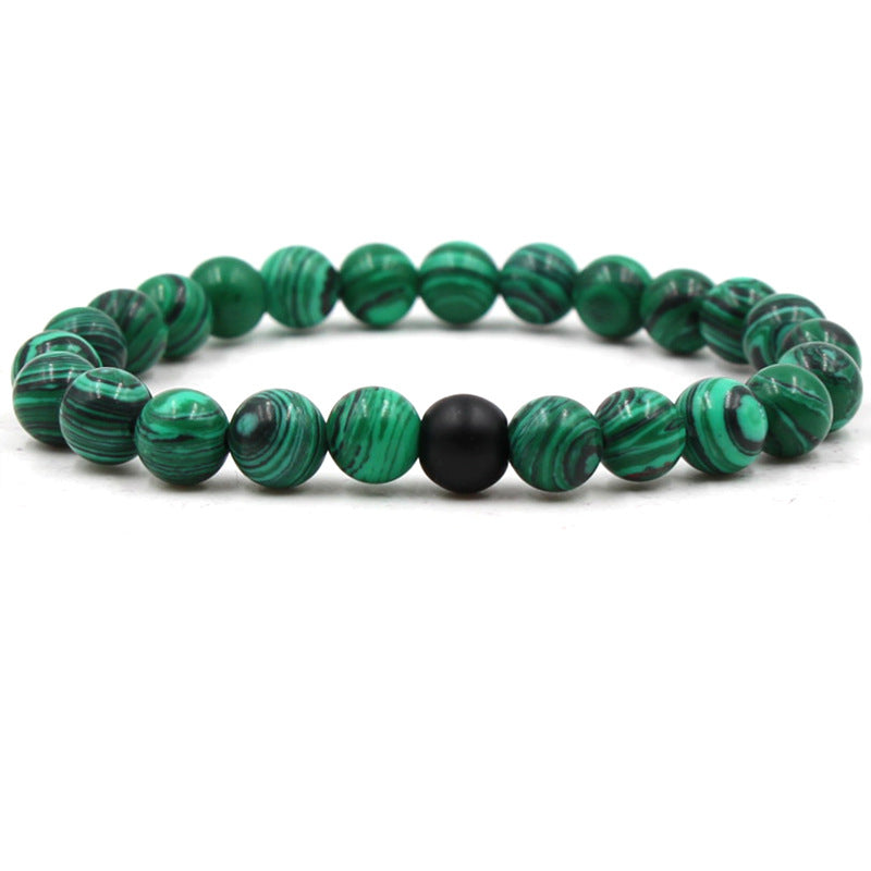 Men's Black and Green Malachite Bead Bracelets