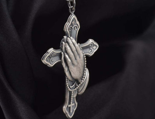 Vintage Metallic Cross Prayer Necklace