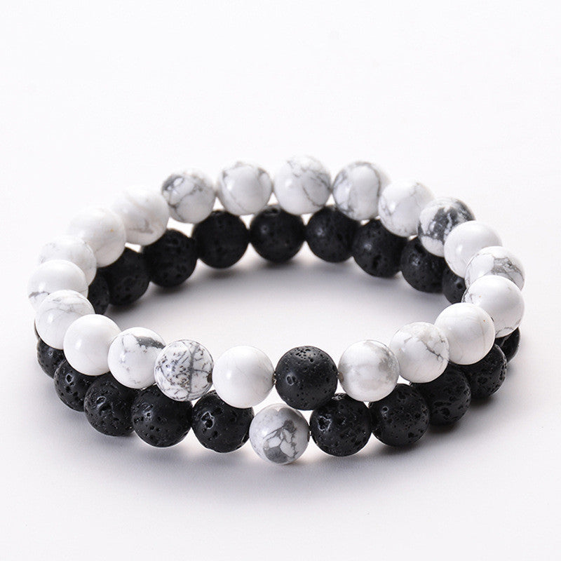 Men's Black and Green Malachite Bead Bracelets