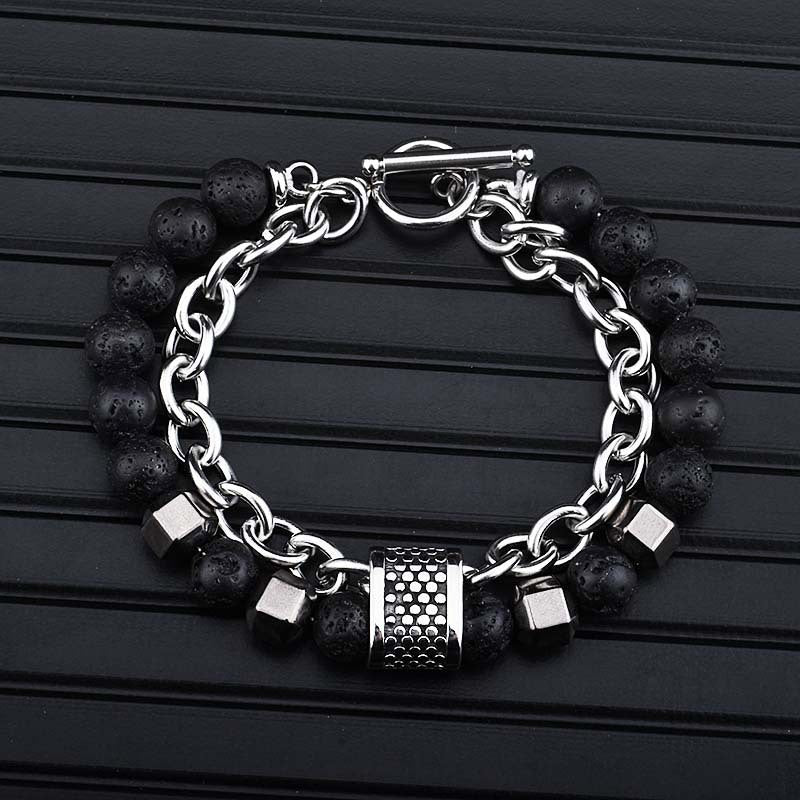 Titanium Steel Men's Gallstone Bracelet