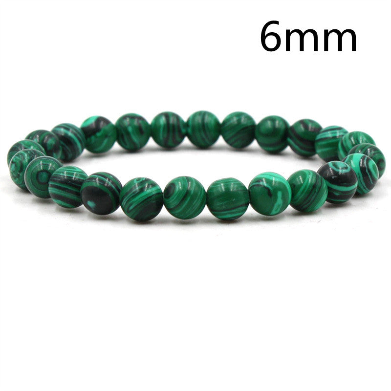 Men's Black and Green Malachite Bead Bracelets