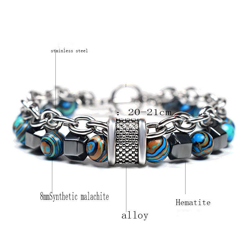 Men's Malachite Beaded Bracelet