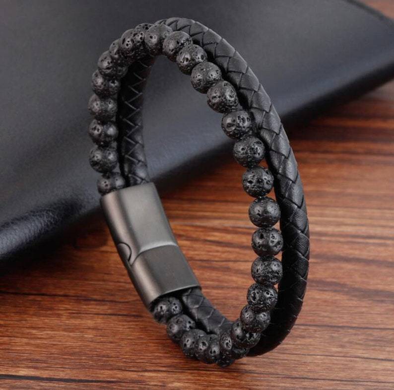 Men's Natural Stone Beaded Bracelet Tiger Eye