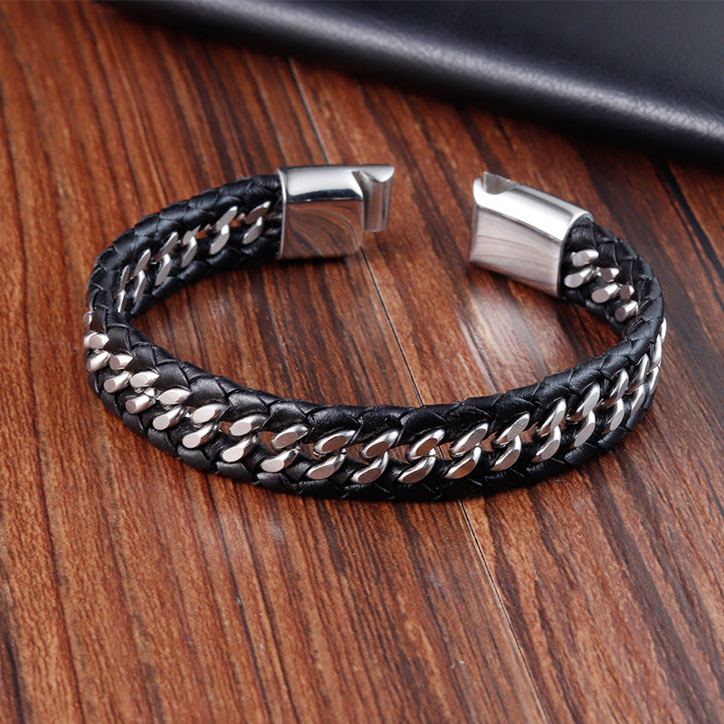Travel Commemorative Men's Leather Bracelet