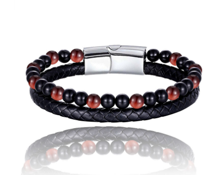 Men's Natural Stone Beaded Bracelet Tiger Eye