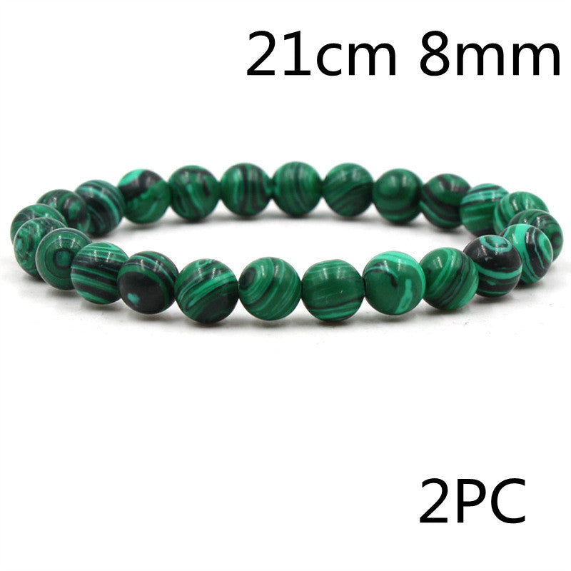 Men's Black and Green Malachite Bead Bracelets