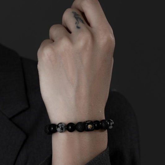 Obsidian Titanium Steel Shining Star Personalized Men's Bracelet