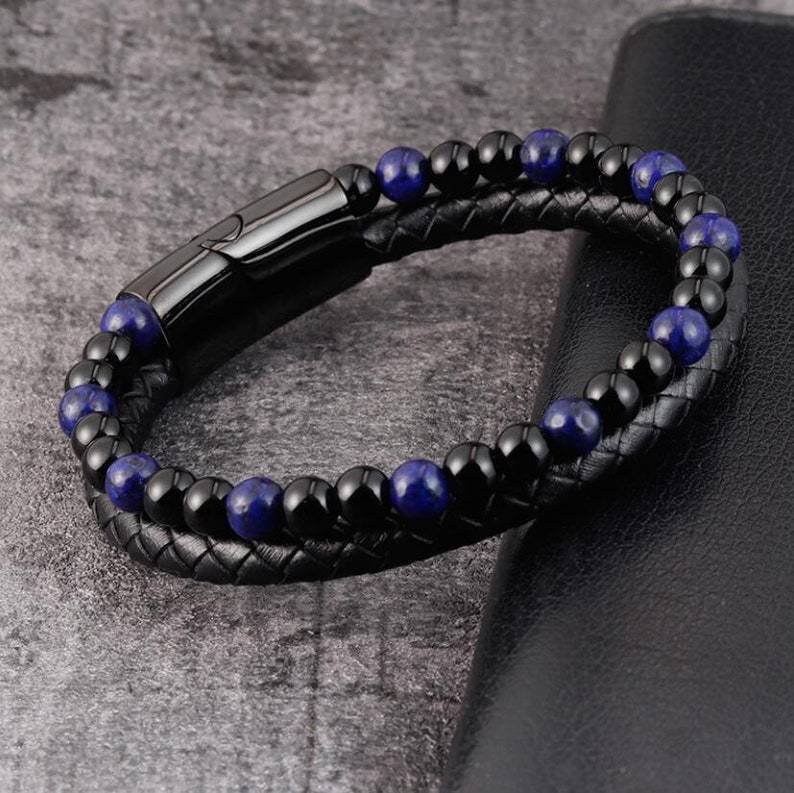 Men's Natural Stone Beaded Bracelet Tiger Eye