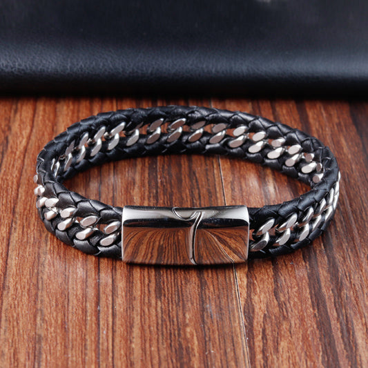 Travel Commemorative Men's Leather Bracelet