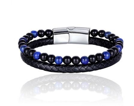 Men's Natural Stone Beaded Bracelet Tiger Eye