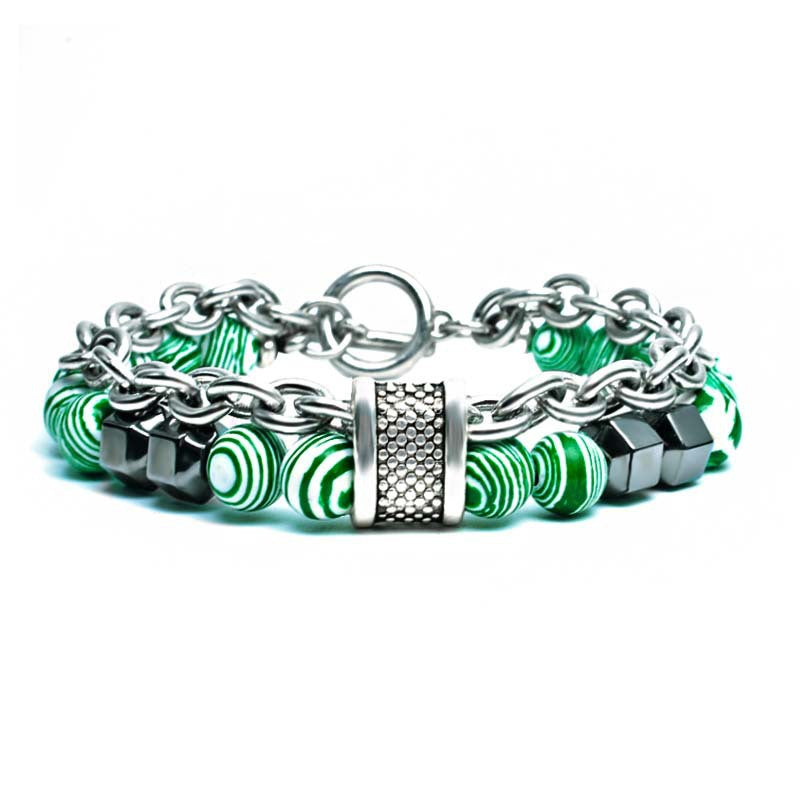 Men's Malachite Beaded Bracelet