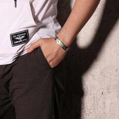 Men's Stainless Steel Cross Mesh Bracelet