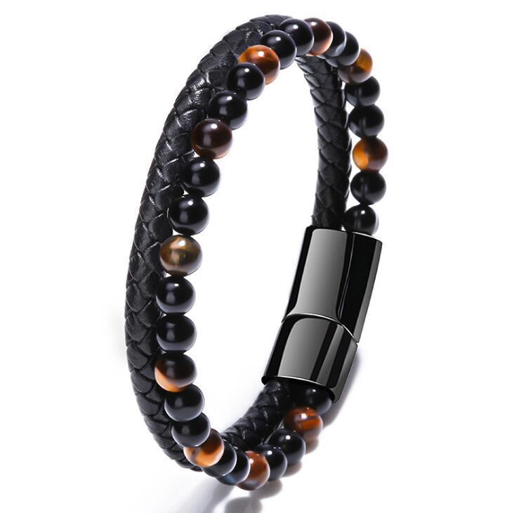 Men's Natural Stone Beaded Bracelet Tiger Eye