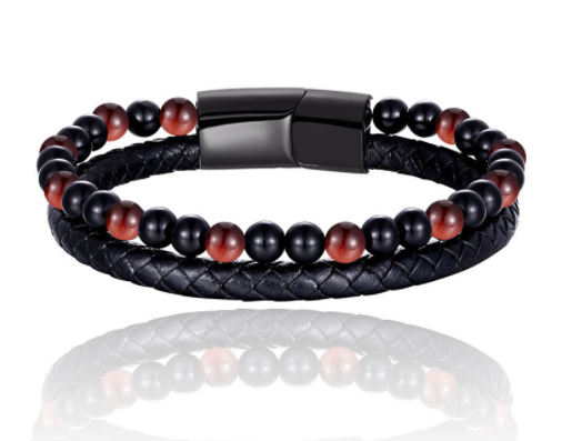 Men's Natural Stone Beaded Bracelet Tiger Eye
