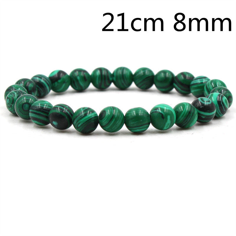 Men's Black and Green Malachite Bead Bracelets