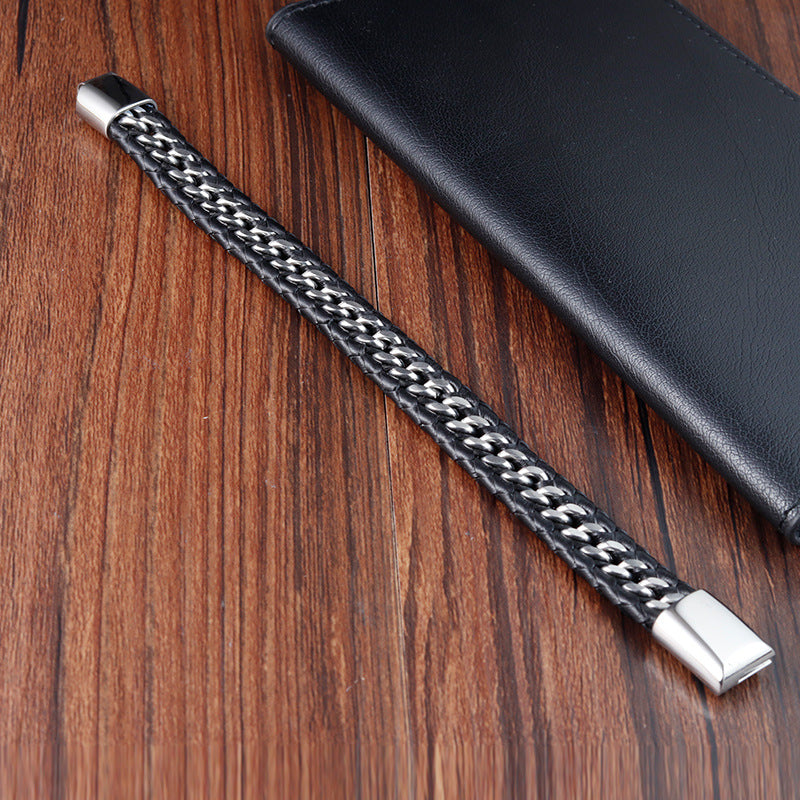 Travel Commemorative Men's Leather Bracelet