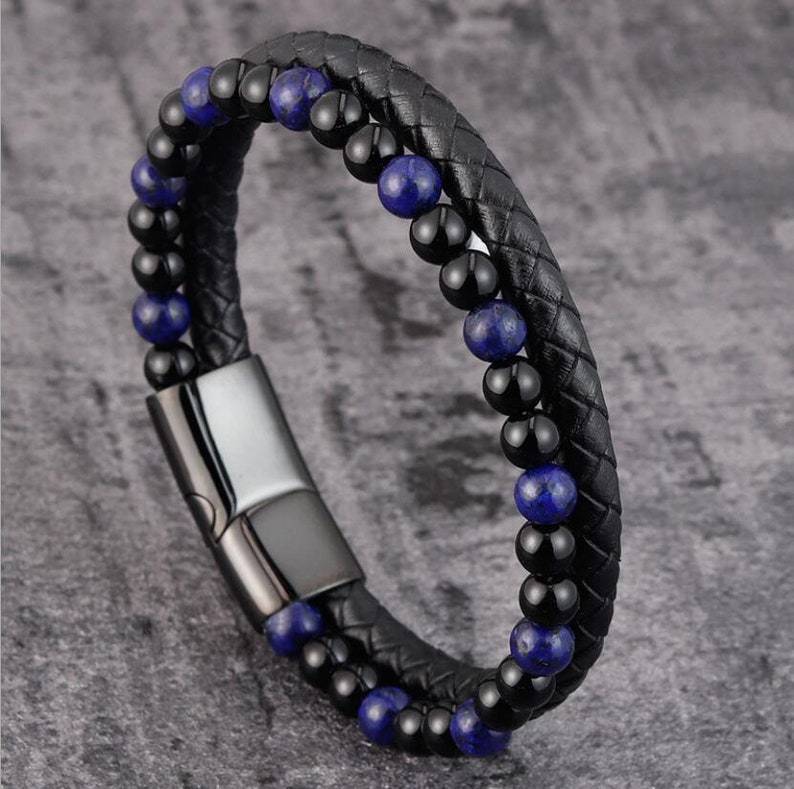 Men's Natural Stone Beaded Bracelet Tiger Eye