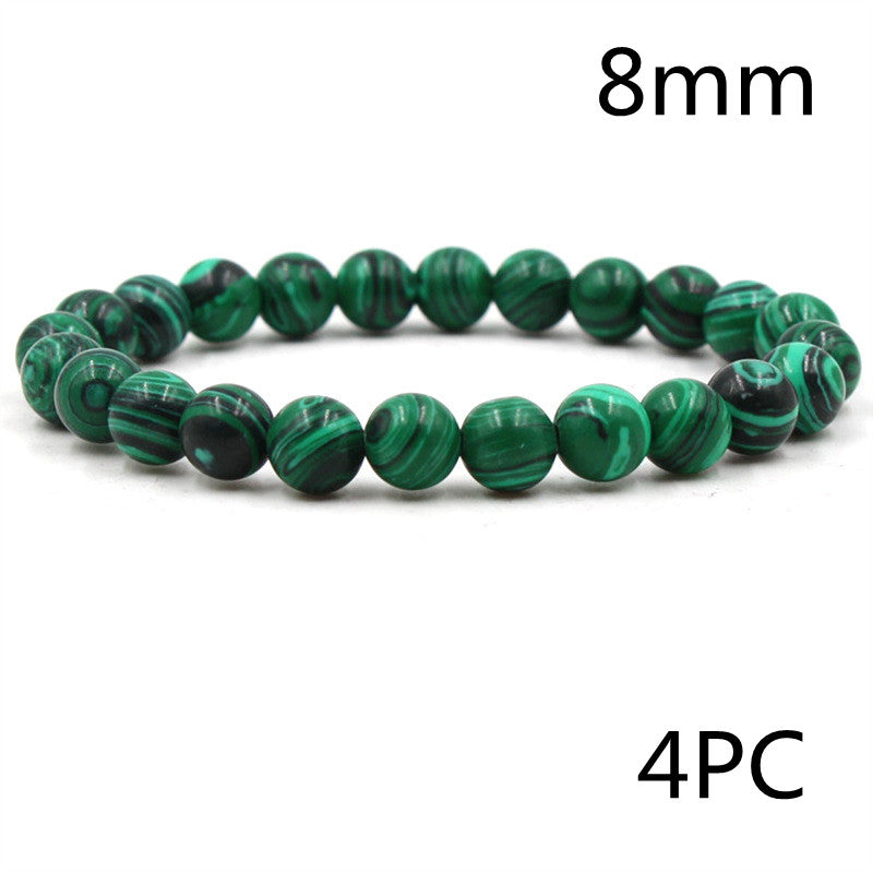 Men's Black and Green Malachite Bead Bracelets